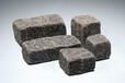 Five sizes of Granite Setts in black-tumbled